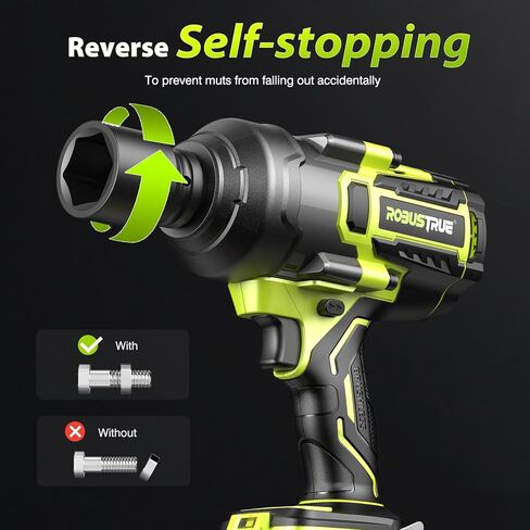 مفتاح ربط تأثير 2000N.m عزم دوران عالٍ، 3/4 إلى 1/2 مسدس تأثير بدون فرش، مفتاح ربط تأثير لاسلكي 1500 قدم رطل بطارية 5.0AH، شاحن سريع، مفتاح ربط كهربائي للشاحنة الثقيلة RV in Kuwait