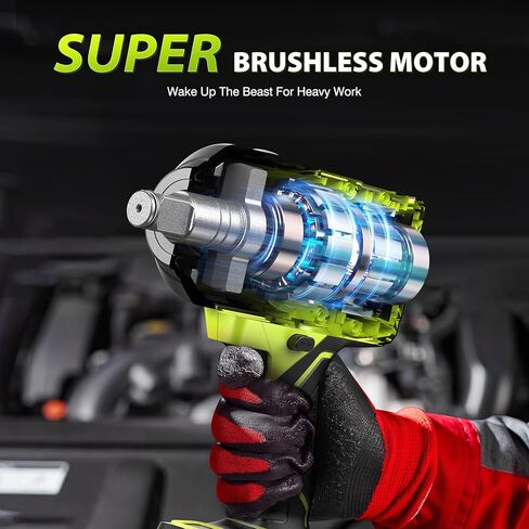 مفتاح ربط تأثير 2000N.m عزم دوران عالٍ، 3/4 إلى 1/2 مسدس تأثير بدون فرش، مفتاح ربط تأثير لاسلكي 1500 قدم رطل بطارية 5.0AH، شاحن سريع، مفتاح ربط كهربائي للشاحنة الثقيلة RV in Kuwait