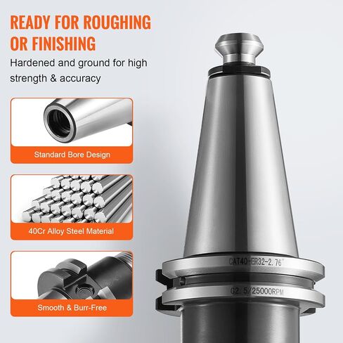 VEVOR CAT40 Collet Holder ER 16/32 Collet Set, 35 PCs, SLN FMB ER16/32 APU Tool Holders Spring Steel Collet Chucks with 10 Pull Studs and 3 Wrenches, for Milling Machine Drill Presses Boring Machine in Saudi Arabia