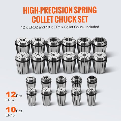 VEVOR CAT40 Collet Holder ER 16/32 Collet Set, 35 PCs, SLN FMB ER16/32 APU Tool Holders Spring Steel Collet Chucks with 10 Pull Studs and 3 Wrenches, for Milling Machine Drill Presses Boring Machine in Saudi Arabia