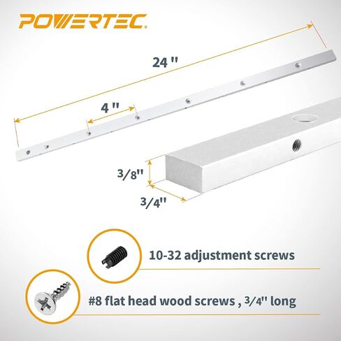 POWERTEC شريط ميتري 24 بوصة لمزلقة منشار الطاولة، يناسب عداء فتحة ميتري 3/4 بوصة × 3/8 بوصة لمنشار الطاولة مزلقة متقاطعة، رقصة مستدقة وغيرها من رقصات العمل الخشبية، منشار الطاولة، طاولة التوجيه، منشار الشريط، 4 PK (71519) -P4) in Saudi Arabia