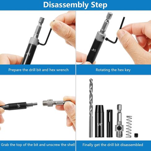 Self Centering Drill Bits Set for Hinges, Center Drill Bits VIX Bit Set with Red Plastic Storage Case for Wood Woodworking Door Window Cabinet Hinge Total 10 PCS (Half Black), TF-RH-8003 in Saudi Arabia