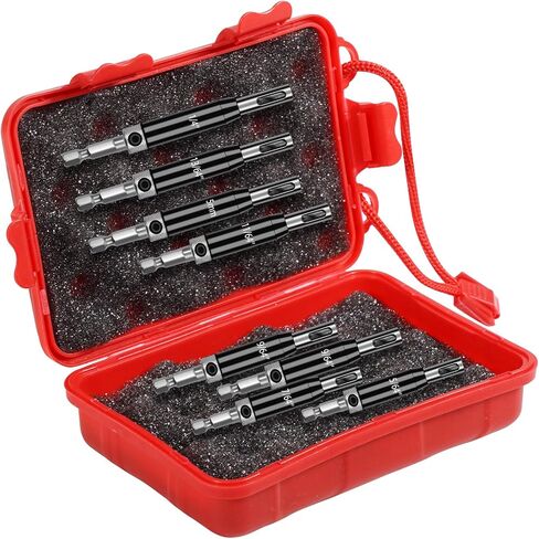 Self Centering Drill Bits Set for Hinges, Center Drill Bits VIX Bit Set with Red Plastic Storage Case for Wood Woodworking Door Window Cabinet Hinge Total 10 PCS (Half Black), TF-RH-8003 in Saudi Arabia