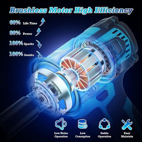 طقم مفتاح ربط تأثير بدون فرشاة 516 قدم رطل لبطارية ماكيتا 18 فولت، 1/2 بوصة 700 نيوتن متر عزم دوران عالٍ 3000 دورة في الدقيقة مفتاح ربط تأثير محمول لاسلكي مع 6 قطع مقابس تأثير، مثالي لإصلاح السيارات والمنزل in Kuwait