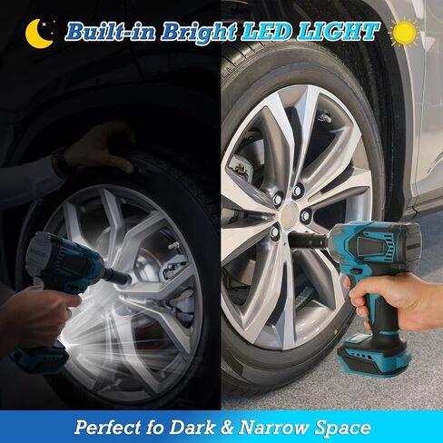 طقم مفتاح ربط تأثير بدون فرشاة 516 قدم رطل لبطارية ماكيتا 18 فولت، 1/2 بوصة 700 نيوتن متر عزم دوران عالٍ 3000 دورة في الدقيقة مفتاح ربط تأثير محمول لاسلكي مع 6 قطع مقابس تأثير، مثالي لإصلاح السيارات والمنزل in Kuwait