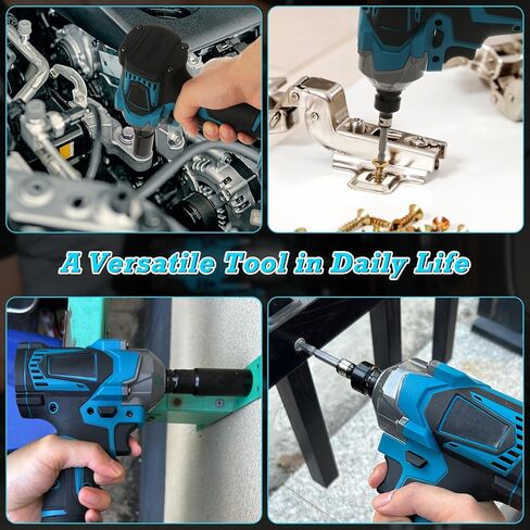 طقم مفتاح ربط تأثير بدون فرشاة 516 قدم رطل لبطارية ماكيتا 18 فولت، 1/2 بوصة 700 نيوتن متر عزم دوران عالٍ 3000 دورة في الدقيقة مفتاح ربط تأثير محمول لاسلكي مع 6 قطع مقابس تأثير، مثالي لإصلاح السيارات والمنزل in Kuwait