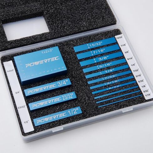 مجموعة أدوات إعداد POWERTEC مكونة من 15 قطعة، وقضبان إعداد طاولة جهاز التوجيه مع أداة قياس قياس عالمية 5 في 1 لأداة النجارة لقمة جهاز التوجيه/ارتفاع شفرة منشار الطاولة، ومنشار الشريط، ومكبس الحفر (72050) in Saudi Arabia