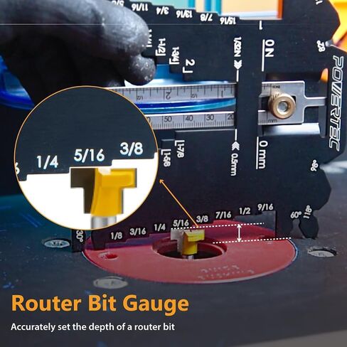 مجموعة أدوات إعداد POWERTEC مكونة من 15 قطعة، وقضبان إعداد طاولة جهاز التوجيه مع أداة قياس قياس عالمية 5 في 1 لأداة النجارة لقمة جهاز التوجيه/ارتفاع شفرة منشار الطاولة، ومنشار الشريط، ومكبس الحفر (72050) in Saudi Arabia