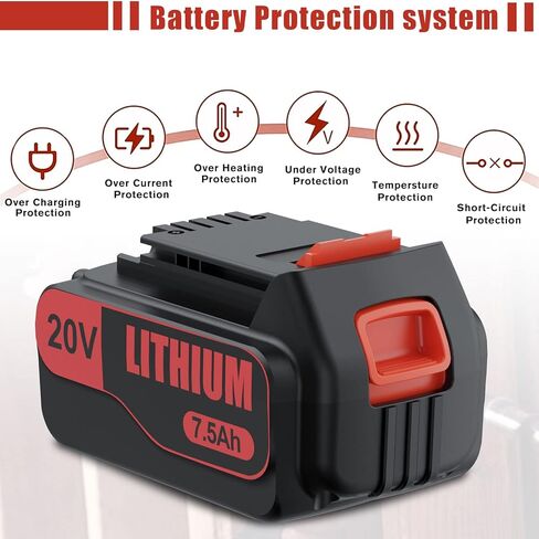 7.5Ah Upgraded for Black and Decker 20V Lithium Battery Compatible with Black and Decker 20V Battery LBXR20 LBX20 LB20 LB2X4020-OPE LBXR20B-2 LST300 LST220 2Packs in Kuwait