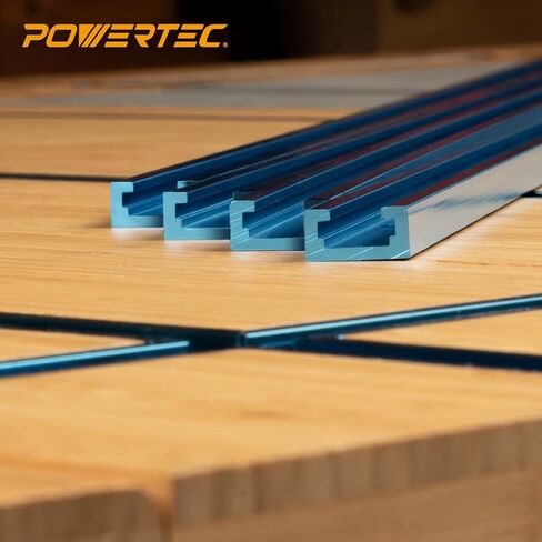 مسار POWERTEC 72141 مقاس 36 × 4 عالمي على شكل حرف T مع قطعة واحدة مقاس 3 بوصات على شكل حرف T لأعمال النجارة، مسار T مزدوج القطع مع توقف فليب السياج in Saudi Arabia