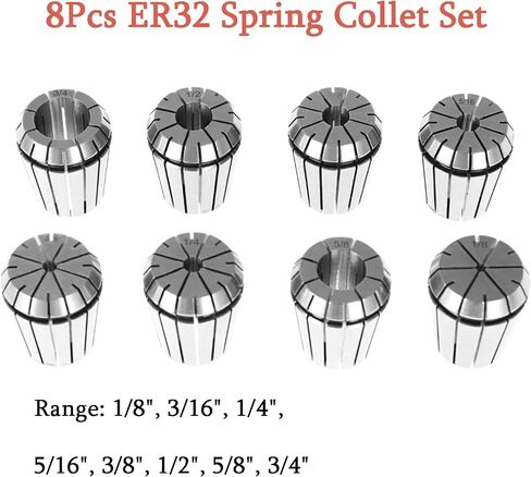 8Pcs Carbon Steel ER32 Spring Collet Set 1/8-3/4 Inch Fit for CNC Milling Lathe Tool and Engraving Machine in Saudi Arabia