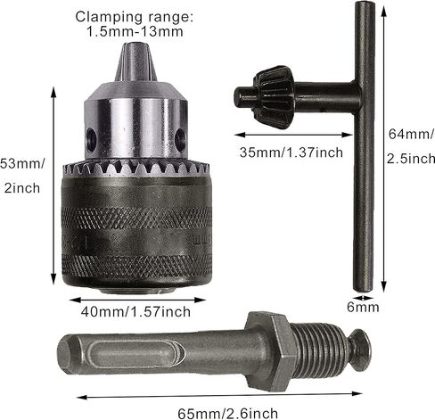 محول تشاك الحفر سريع التغيير من KEWAYO - ساق SDS Plus لتحويل المطرقة، سعة 1.5 إلى 13 مم، حامل 1/2-20 UNF in Kuwait