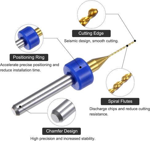 uxcell 10pcs PCB Drill Bits 1/8" Shank 0.5mm Titanium Coated Carbide Micro Twist Mini Drill Bits Set Rotary Drilling Tool for Print Circuit Board Jewelry CNC Engraving in Saudi Arabia
