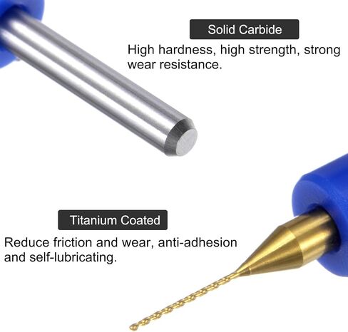 uxcell 10pcs PCB Drill Bits 1/8" Shank 0.5mm Titanium Coated Carbide Micro Twist Mini Drill Bits Set Rotary Drilling Tool for Print Circuit Board Jewelry CNC Engraving in Saudi Arabia