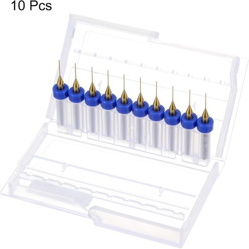 uxcell 10pcs PCB Drill Bits 1/8" Shank 0.5mm Titanium Coated Carbide Micro Twist Mini Drill Bits Set Rotary Drilling Tool for Print Circuit Board Jewelry CNC Engraving in Saudi Arabia