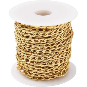 UR URLIFEHALL 32.8 Feet/10m Brass Oval Curb Chains Twisted Chains Platinum Unwelded with Spool for Jewelry Making 2x1mm