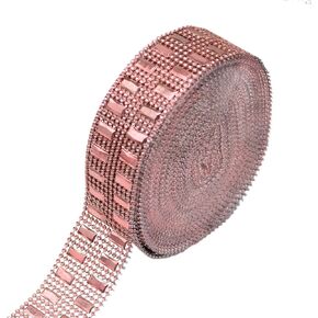 YYaaloa Crafts Faux Diamond Bling Wrap 4" x 10 yards 6 Rows Gold Flower Pattern Faux Rhinestone Crystal Mesh Ribbon Roll for Wedding, Party, Centerpiece, Cake, Vase Sparkling Decoration (Gold)