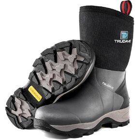 Trudave Rubber Rain Boots for Women, Neoprene Insulated Mud Work Boots, Anti-slip Breathable Mid-calf Womens Waterproof Boots for Garden, Water Fishing, Size 6-11 in Saudi Arabia