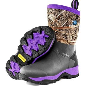 Rubber Rain Boots for Women, 4.5mm Neoprene Insulated Mud Work Boots, Anti-slip Breathable Mid-calf Womens Boots for Garden, Water Fishing, Size 6-11
