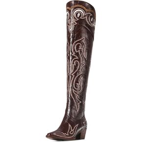 Knee High Cowboy Boots for Women Embroidered Over the Knee Cowgirl Boots Classic Western Design Boots with Side Zipper for Ladies