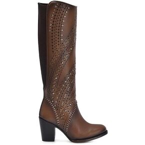 Cuadra Women's Tall Boot in Genuine Leather Brown 3W21RS