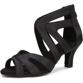Womens Ballroom Dance Boots Social Beginner Salsa Latin Practice Dancing Shoes 2 1/2 inches Heels S21