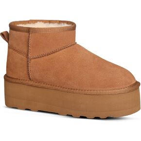 Platform Mini Boot For Women Short Ankle Boot Fur Fleece Lined Sneakers Snow Platform Anti-Slip Boot For Outdoor