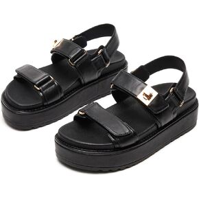 Raffia Platform Wedge Sandals for Women Comfortable Summer Beach Sandals Open Toe Slingback Platform Sandals with Adjustable Double Buckle