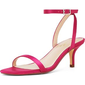 GENSHUO Women Stiletto Heeled Sandals Square Open Toe Ankle Strap Heels Sexy Strappy Dress High Heel Shoes
