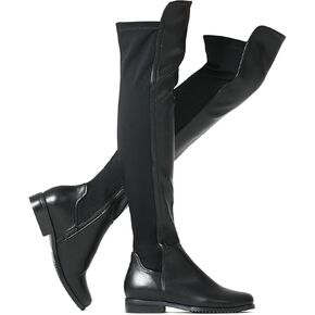 Shoe'N Tale Womens Low Heeled Boots Pointed Toe Over The Knee Thigh High Boots