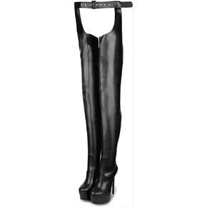 Women's Sexy Thigh High Boots with Belt Heels Over Knee Platform Black Pink Long Boot Unisex Rounded Toe Lady Shoes Plus size