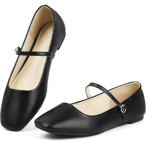 MUSSHOE Womens Ballet Mary Jane Flats Shoes Adjustable Strap Comfortable Square Closed Toe Versatile Chic Footwear with Latex Insole in Saudi Arabia