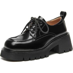 BEAU TODAY Chunky Oxfords Women, Platform Oxford Shoes for Women, Classic Lace Up Leather Shoes for Women, Comfortable Business Lug Sole Work Office Womens Shoes