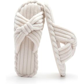 شبشب نسائي من Cozyfurry مصنوع من إسفنج الذاكرة وسروال قصير مزود بفيونكة وأشرطة متقاطعة مفتوحة من الأمام شبشب لغرفة النوم حذاء مريح عصري هدية in Kuwait