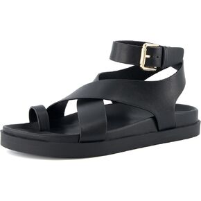 CUSHIONAIRE Women's Entry ankle wrap footbed sandal with +Comfort, Wide Widths Available