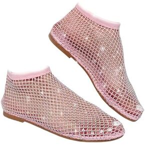 Ultra Comfortable Shiny Gem Mesh Flats, Ballet Flats for Women Sandals Women Dressy Summer Flat Shoes Slip On Sandals