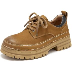 BEAU TODAY Womens Chunky Oxfords, Platform Oxfords for Women, Leather Oxford shoes for Women, Casual Comfortable Working Hiking Shoes