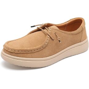 Ruiatoo Women's Walking Shoes - Slip on Loafers Flexible Foot-Friendly Ultralight Boat Casual Shoes