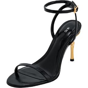 JW PEI Women's Alivia Gold Metal Heel Sandals - Black