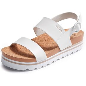 Women's Platform Sandals Arch Support Beach Slides for Woman Orthotic Summer Causal Cork Footbed Adjustable Buckle Elastic Band Cushion Cute Flatform sandalias de mujer