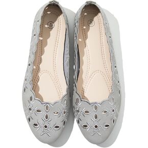 Shupua Womens Flats Ballet Flats for Women Comfortable Slip on Dress Shoes | Dressy Casual Loafers, Breathable, Summer, Round Toe, PU Leather, Floral Eyelets, Comfort, Close Toe, Ladies in Saudi Arabia