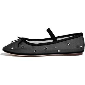 Women's Crystal Mesh Ballet Flats Shoes Round Toe Slip On Ballerina Flats for Women Rhinestone Flats Shoes Dressy Comfortable Casual Styles Mary Jane