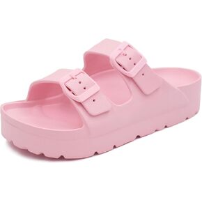 Women Cloud Slides with Arch Support Pillow Soft Adjustable Buckle Platform Sandals Lightweight Summer Beach Slippers Non-Slip Shower Shoes