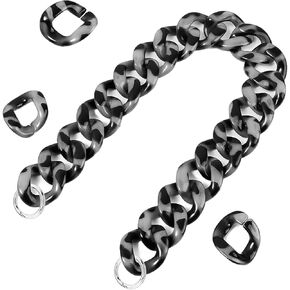 15.7 Inch Purse Chain Strap with Metal Spring Buckles, Bumnay Flat Handbag Replacement Strap Acrylic Flat Chain for Purse Handbags