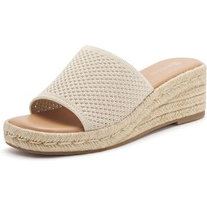 vodvob Women's Espadrilles Wedge Sandals Platform Slip On Slide Sandals Open Toe Bohemia Mules Summer Beach Casual Heels Sandals