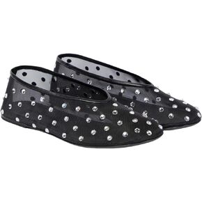 MICIFA Crystal Mesh Ballet Flats for Women Rhinestone Flat Shoes Round Toe Sparkly Ballerina Shoes Mesh Glitter Casual Wedding Dress Flats