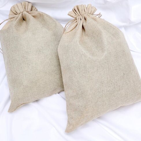 أكياس خيش Tapleap برباط، مقاس 30.48 × 40.64 سم (مجموعة من 20) أكياس خيش مفضلة لتغليف هدايا عيد الميلاد، أو أعياد الميلاد، أو الزفاف، أو الحفلات أو الاستخدام المنزلي (أصلية) in Kuwait