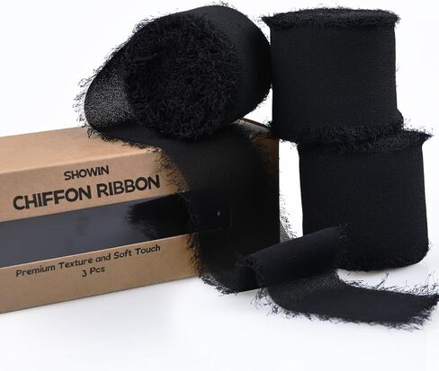 3 Rolls Light Purple Handmade Fringe Chiffon Ribbon 1.5" x 7Yd Yard Silk-Like Ribbon Colorful Rustic Ribbon for Bouquets Wrapping Decor Wedding Tie Invitations Crafts in Kuwait