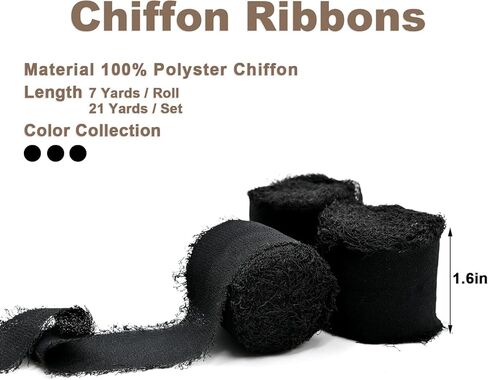 3 Rolls Light Purple Handmade Fringe Chiffon Ribbon 1.5" x 7Yd Yard Silk-Like Ribbon Colorful Rustic Ribbon for Bouquets Wrapping Decor Wedding Tie Invitations Crafts in Kuwait