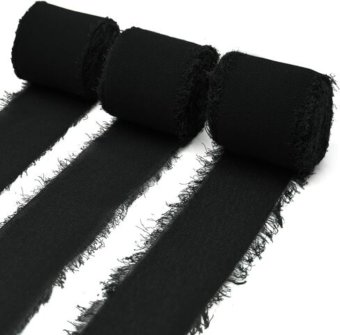 3 Rolls Light Purple Handmade Fringe Chiffon Ribbon 1.5" x 7Yd Yard Silk-Like Ribbon Colorful Rustic Ribbon for Bouquets Wrapping Decor Wedding Tie Invitations Crafts in Kuwait